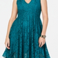 Taylor Women's V Neck Lace Midi Dress Green Size 6