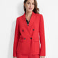 Dkny Petite Notched-Collar Double-Breasted Blazer - Red Light