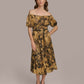 Donna Karan Women's Off the Shoulder Chiffon Midi Dress Black Fawn