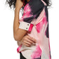 DKNY Women's Mock Neck Puffed Short Sleeve Top Pink Size Large