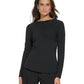 DKNY Women's Draped Crewneck Long Sleeve Knit Top Black Size Small