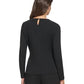 DKNY Women's Draped Crewneck Long Sleeve Knit Top Black Size Small
