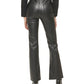 DKNY Women's Boreum Faux Leather Flare Pants Black Size 30