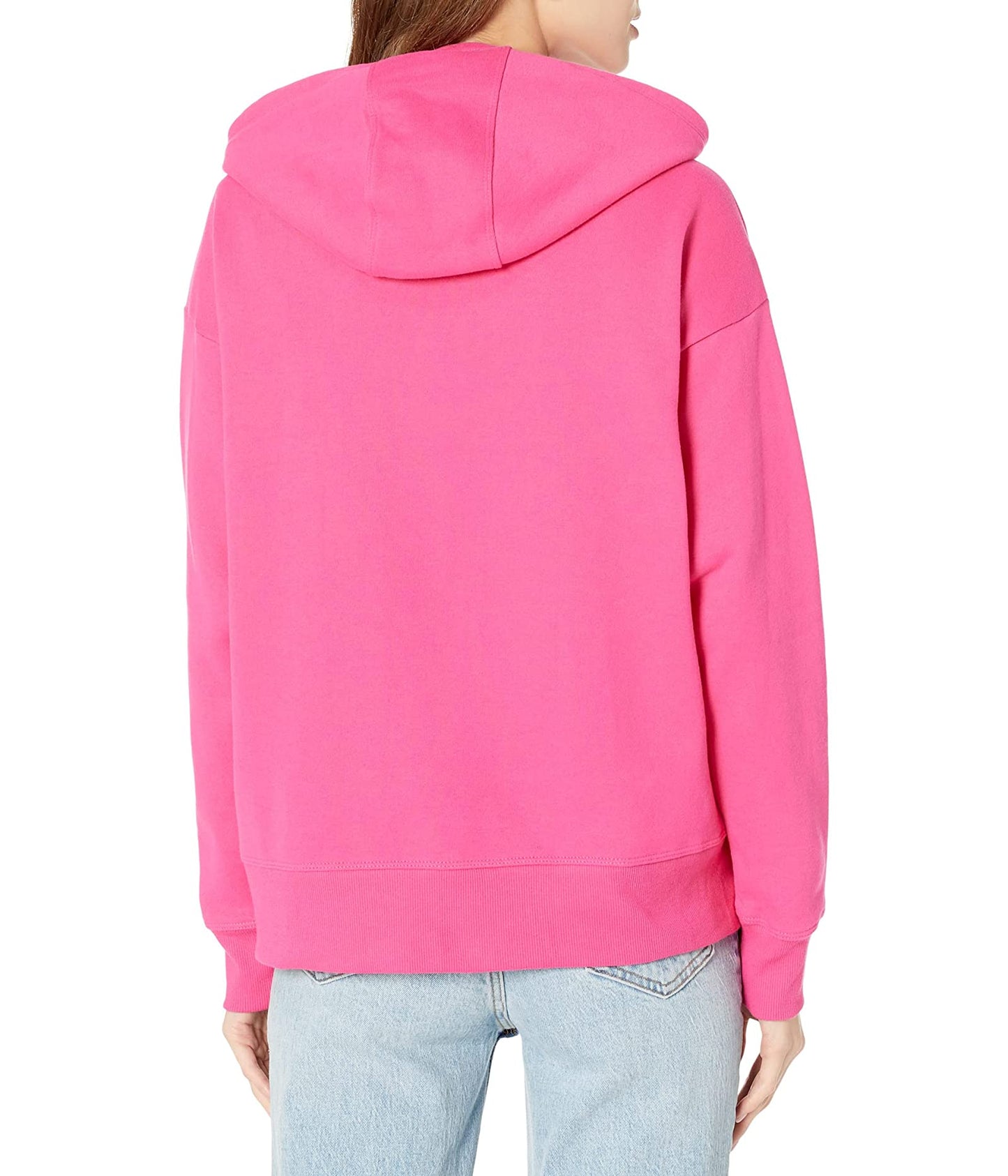 DKNY महिलाओं की मेटैलिक लोगो हूडी गुलाबी, साइज़ S