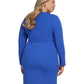 DKNY Women's V Neck Twist Front Long Sleeve Dress Blue Size 18W