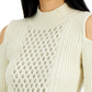 Donna Karan Women's Crystal Chain Cold Shoulder Sweater White Size XX-Small