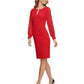 DKNY Women's Chiffon Long Sleeve Sheath Dress Red Size 12
