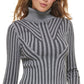 DKNY Women's Printed Turtleneck Long Sleeve Sweater Gray Size X-Small