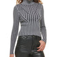 DKNY Women's Printed Turtleneck Long Sleeve Sweater Gray Size X-Small