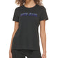 DKNY Women's Rhinestone Logo Crewneck T-Shirt Black Size Small