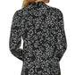 DKNY Women's Star Print Button Front High Low Top Black Size Medium