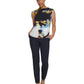 DKNY Women's Printed Zip Shoulder Sleeveless Top Blue Size X-Small