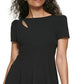 DKNY Women's Short Sleeve Fit & Flare Cutout Dress Black Size 14