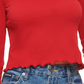 DKNY Women's Square Neck Lettuce Edge Top Red Size Large