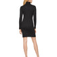 DKNY Women's Turtleneck Ribbed Cutout Sweater Dress Black Size Large