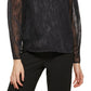 DKNY Women's Metallic Long Sleeve Blouse Black Size Medium