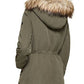 DKNY Women's Faux Fur Trim Hooded Green Size X-Small