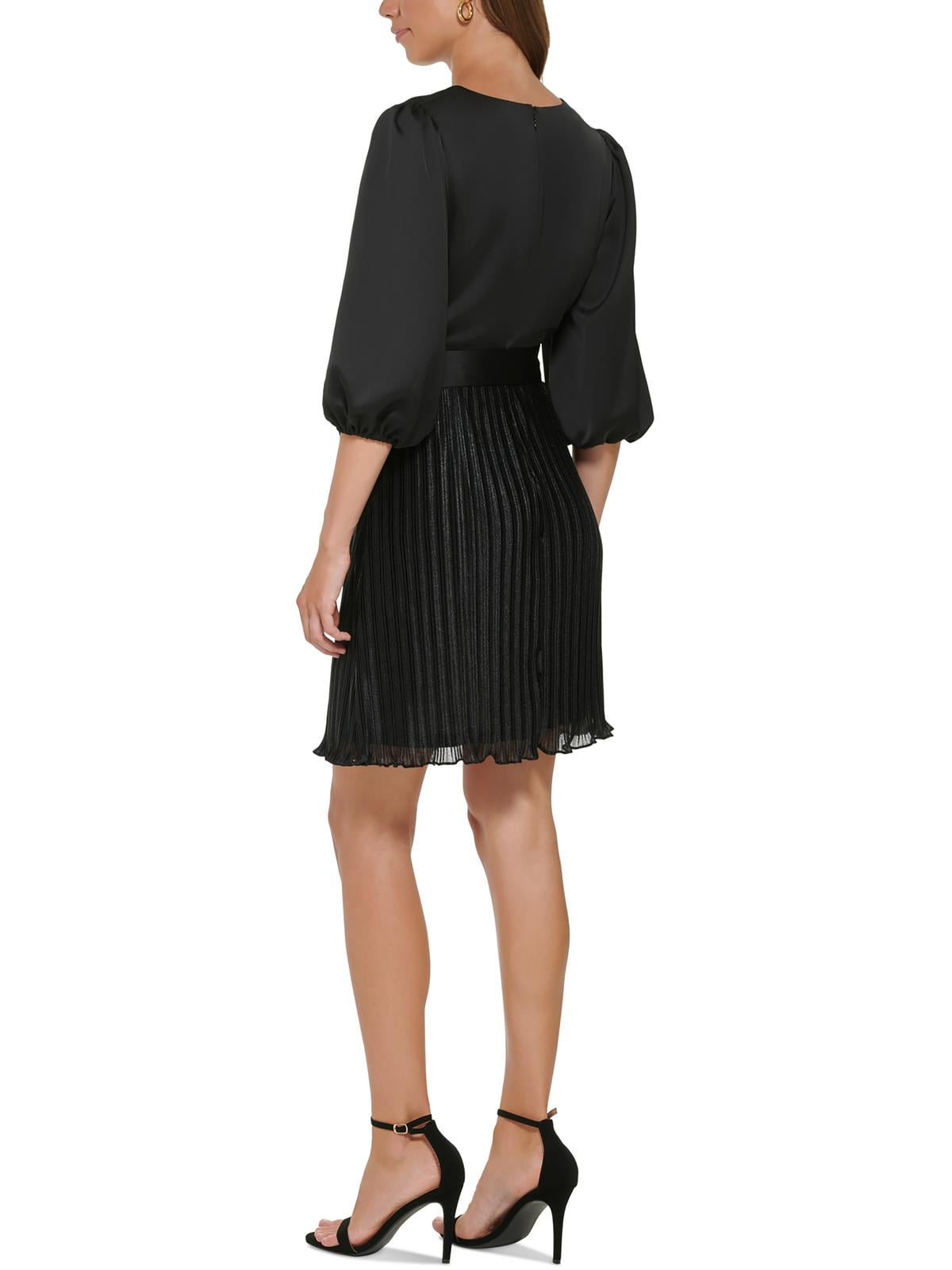 DKNY Women's Pleated Mini Fit & Flare Dress Black Size 6