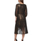 DKNY Women's Metallic Chiffon Faux Wrap Dress Black Size 14