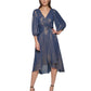 DKNY Women's Iridescent Twisted Balloon Sleeve Dress Blue Size 10