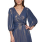 DKNY Women's Iridescent Twisted Balloon Sleeve Dress Blue Size 10