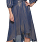 DKNY Women's Iridescent Twisted Balloon Sleeve Dress Blue Size 10