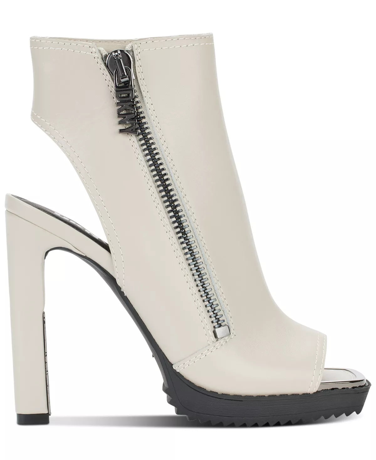 DKNY Women's Malia Square Toe Zip Shooties White Size 8.5