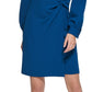 DKNY Women's Long Sleeve Surplice Neck Faux Wrap Dress Blue Size 10