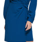 DKNY Women's Long Sleeve Surplice Neck Faux Wrap Dress Blue Size 4