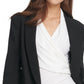 DKNY Women's Faux Leather Cuff Double Breasted Blazer Black Size 8
