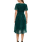 DKNY Women's Burnout Velvet Flutter Sleeve Midi Dress Green Size 14