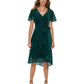 DKNY Women's Burnout Velvet Flutter Sleeve Midi Dress Green Size 6