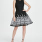 DKNY Women's Embroide Mesh Fit & Flare Dress Black Size 16