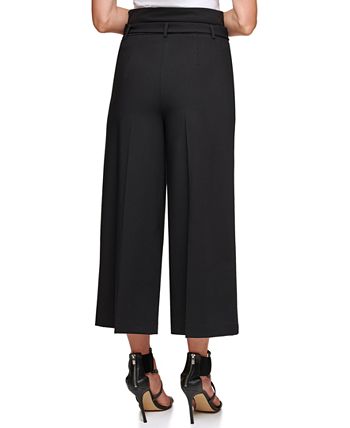 DKNY Women's Wide Leg Cropped Pant Black Size 6Petite