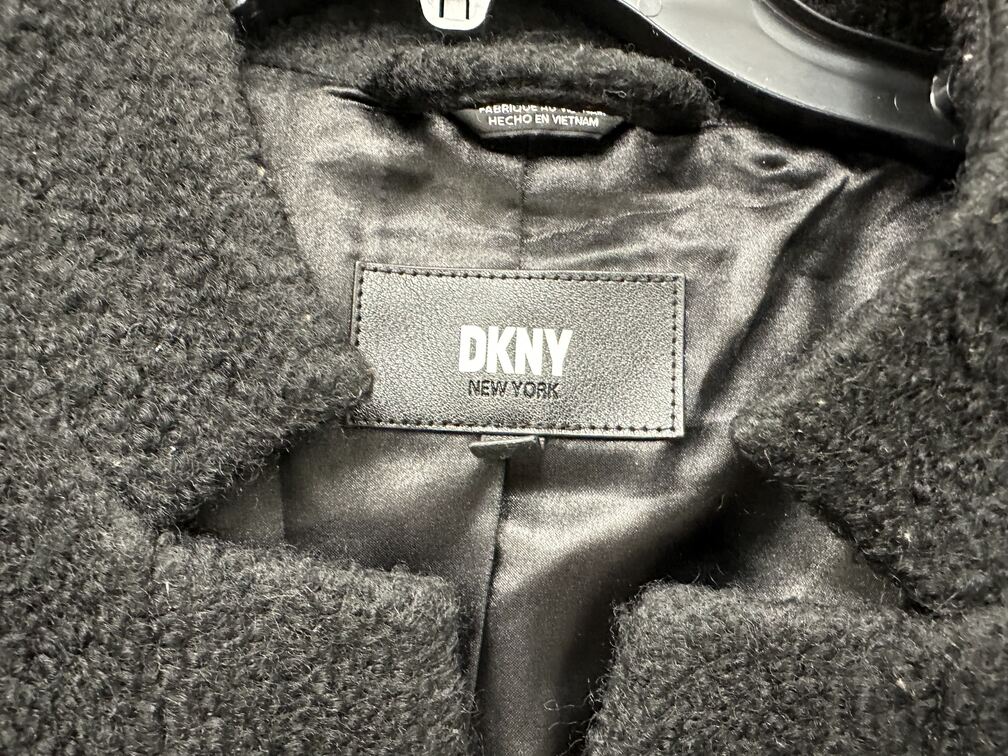 Dkny Women's Single-Breasted Boucle Walker Coat Black Size XL