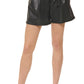 DKNY Women's Faux Leather Tie Waist Shorts Black Size 12