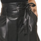 DKNY Women's Faux Leather Tie Waist Shorts Black Size 12