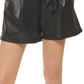 DKNY Women's Faux Leather Tie Waist Shorts Black Size 12
