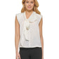 DKNY Women's Tie V Neck Blouse White Size X-Large