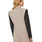 DKNY Women's Mixed Media Faux Leather Sleeve Jacket Brown Size Medium