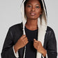 DKNY Women's Hooded Faux Shearling Coat Black Size Large