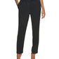 DKNY Women's High Rise Snap Button Paperbag Waist Pants Black Size 16