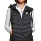 DKNY Women's Hooded Logo Puffer Vest Black Size Medium