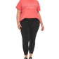 DKNY Women's Cotton Embellished Logo T Shirt Red Size 1X