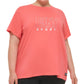 DKNY Women's Cotton Embellished Logo T Shirt Red Size 1X