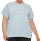 DKNY Women's Cotton Embellished Logo T-Shirt Blue Size 1X