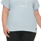 DKNY Women's Cotton Embellished Logo T-Shirt Blue Size 1X
