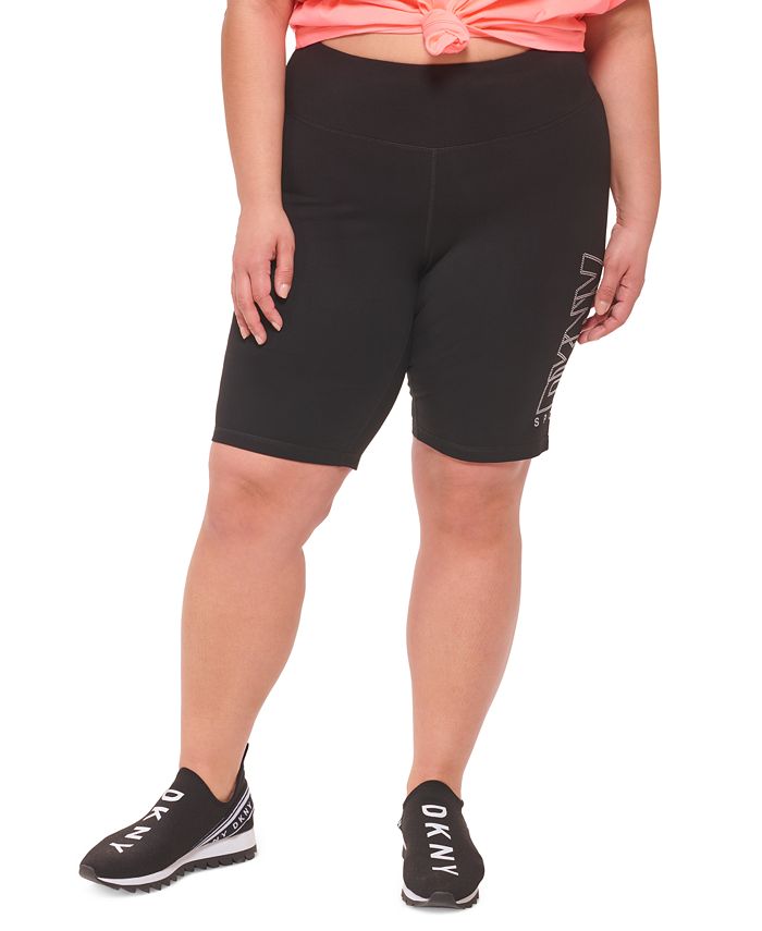 DKNY वुमेन एम्बेलिश्ड लोगो बाइक शॉर्ट्स ब्लैक साइज़ 3X