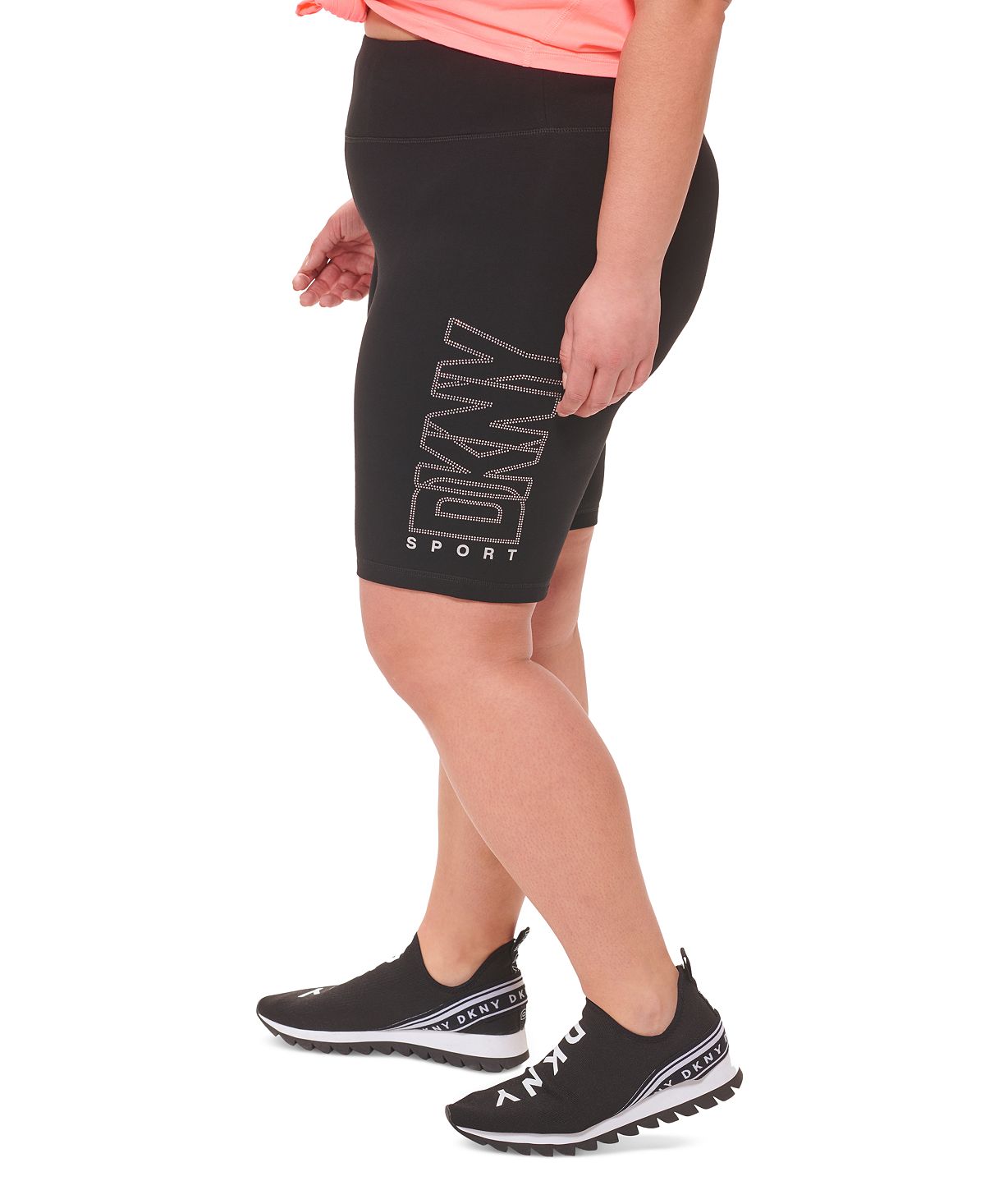 DKNY वुमेन एम्बेलिश्ड लोगो बाइक शॉर्ट्स ब्लैक साइज़ 3X
