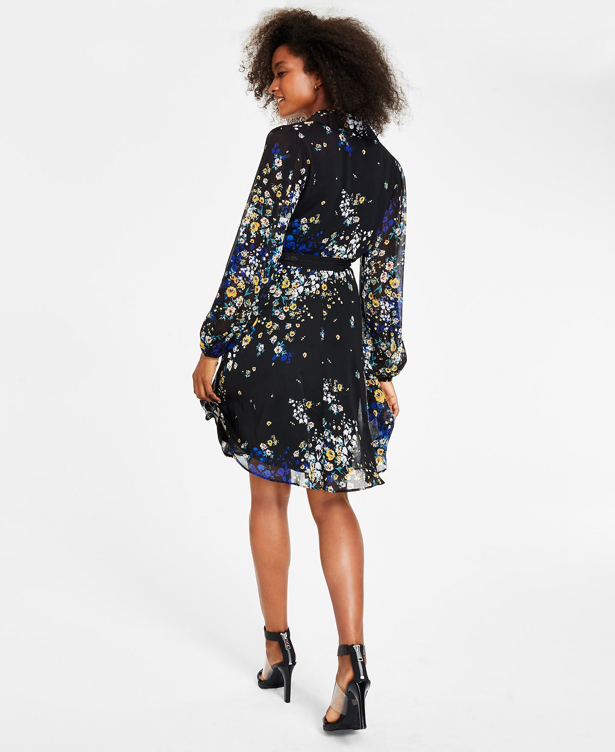 DKNY Women's Printed Faux Wrap Dress Black Size 12
